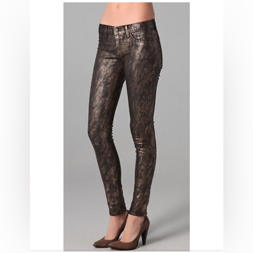 J Brand Legging Black & Gold Python Coated Jean
